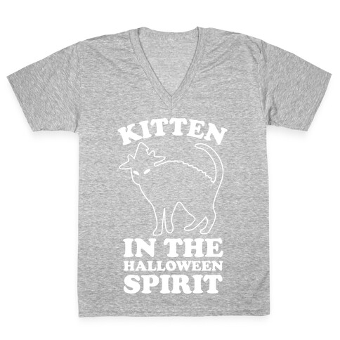 Kitten In The Halloween Spirit V-Neck Tee Shirt