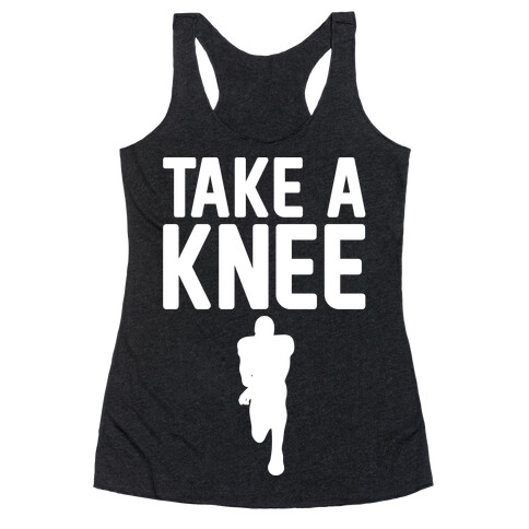 Take A Knee White Print Racerback Tank Top