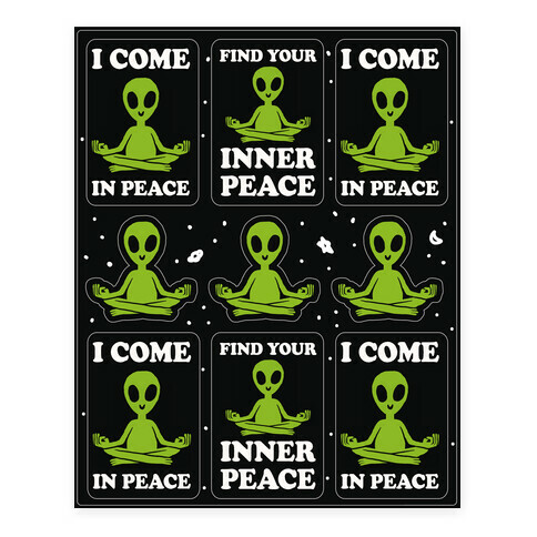 Find Your Inner Peace Alien Stickers Stickers and Decal Sheet