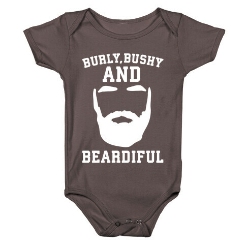 Burly Bushy and Beardiful White Print Baby One-Piece