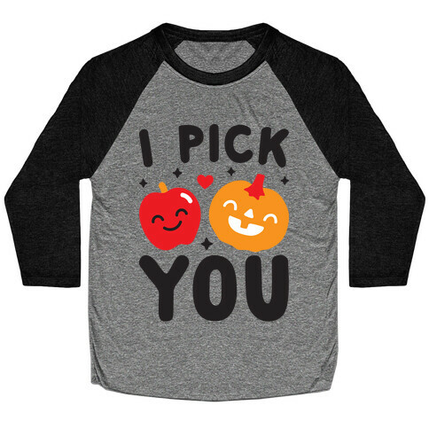 I Pick You Apple & Pumpkin Baseball Tee