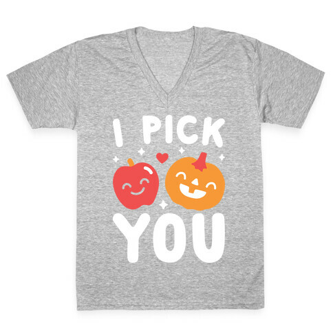 I Pick You Apple & Pumpkin V-Neck Tee Shirt