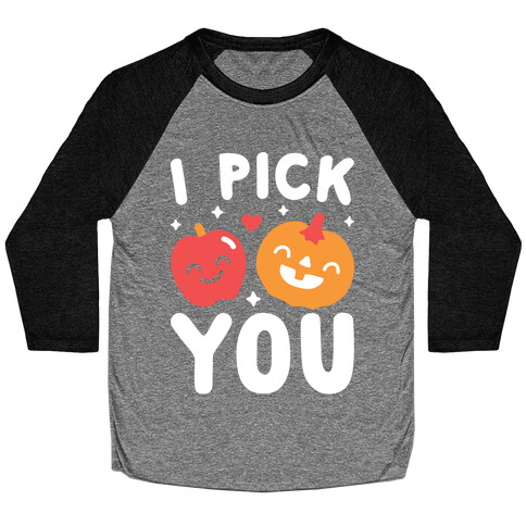 I Pick You Apple & Pumpkin Baseball Tee