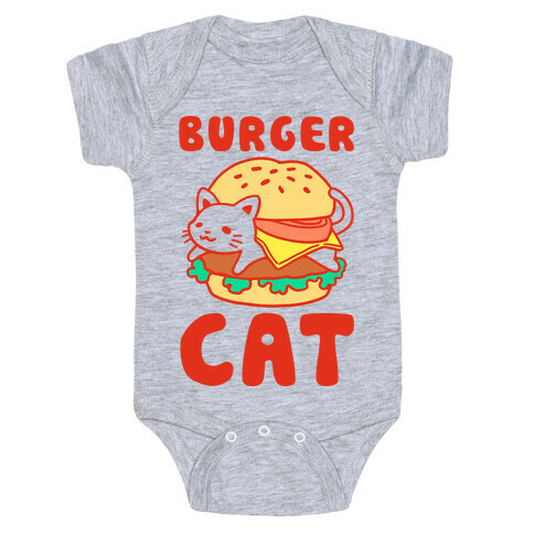 Burger Cat (Text) Baby One-Piece