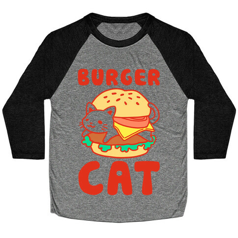 Burger Cat (Text) Baseball Tee