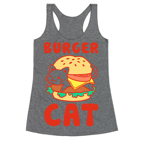 Burger Cat (Text) Racerback Tank Top