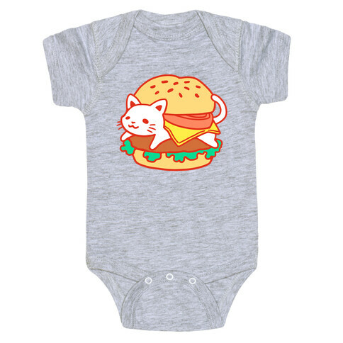 Burger Cat (No Text) Baby One-Piece