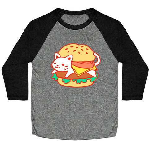 Burger Cat (No Text) Baseball Tee