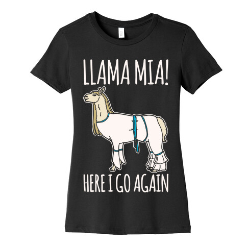 Llama Mia Parody White Print Womens T-Shirt