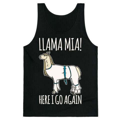 Llama Mia Parody White Print Tank Top