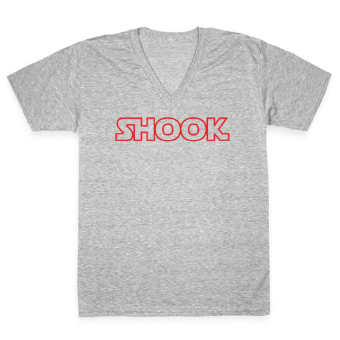 Shook Parody White Print V-Neck Tee Shirt