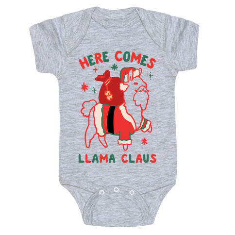 Here Comes Llama Claus Baby One-Piece