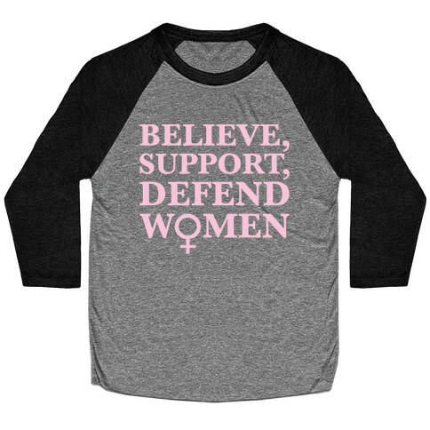 Believe Support and Defend Women White Print Baseball Tee