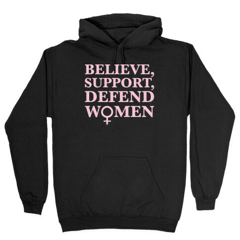 Believe Support and Defend Women White Print Hooded Sweatshirt