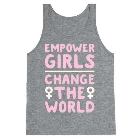 Empower Girls Change The World White Print Tank Top