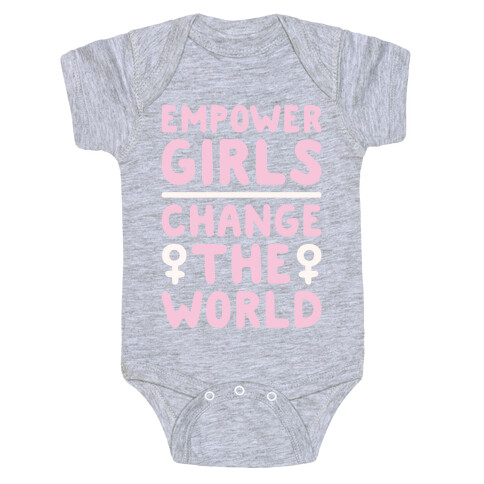 Empower Girls Change The World White Print Baby One-Piece
