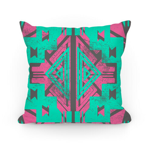 Pink and Mint Aztec Pattern Pillow