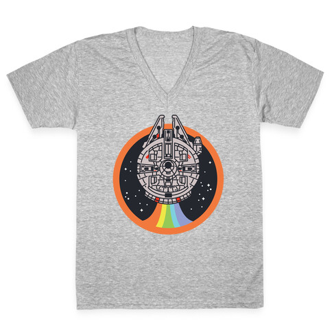 Retro Rainbow Falcon V-Neck Tee Shirt