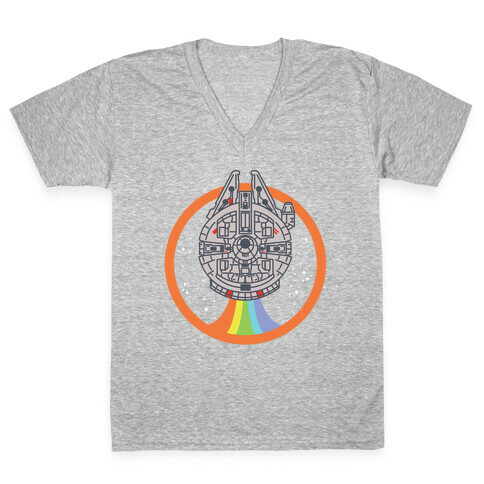 Retro Rainbow Falcon V-Neck Tee Shirt