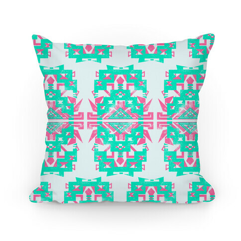 Mint and Pink Aztec Pattern Pillow