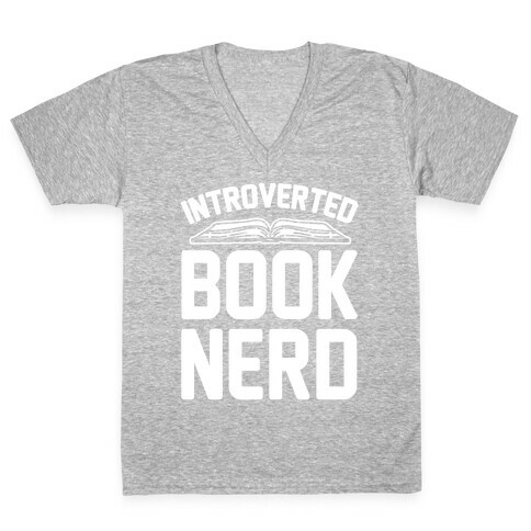 Introverted Book Nerd White Print V-Neck Tee Shirt