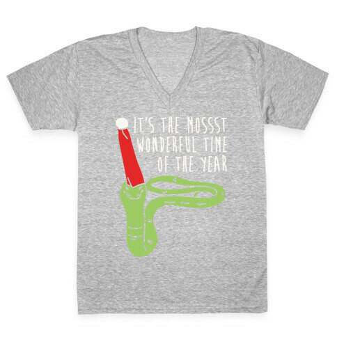 It's The Mossst Wonderful Time of The Year Parody White Print V-Neck Tee Shirt