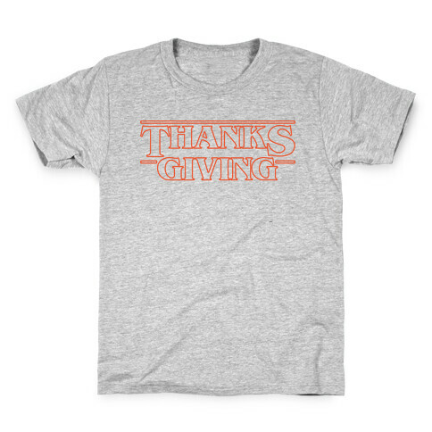 Thanksgiving Stranger Things Parody White Print Kids T-Shirt