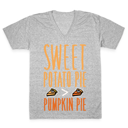 Sweet Potato Pie > Pumpkin Pie White Print V-Neck Tee Shirt