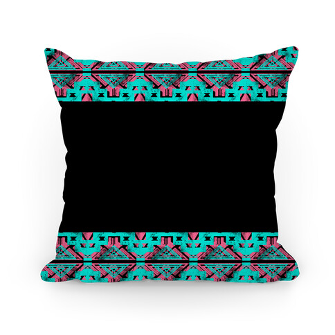 Teal and Pink Aztec Pattern Pillow