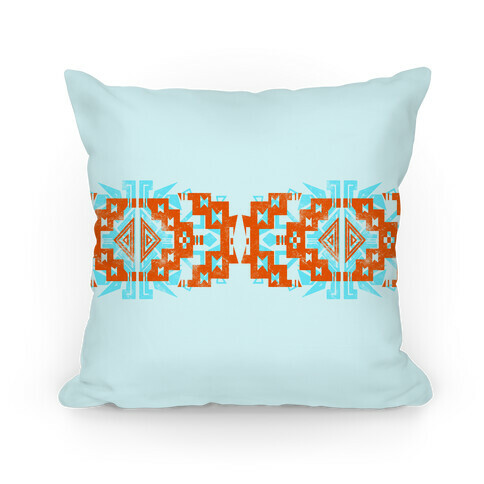 Orange and Teal Aztec Pattern Pillow