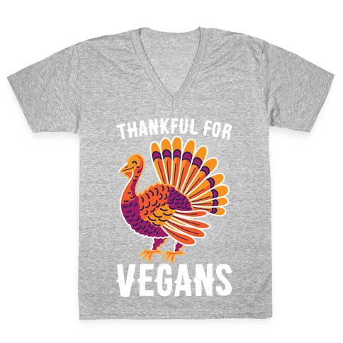 Thankful For Vegans V-Neck Tee Shirt