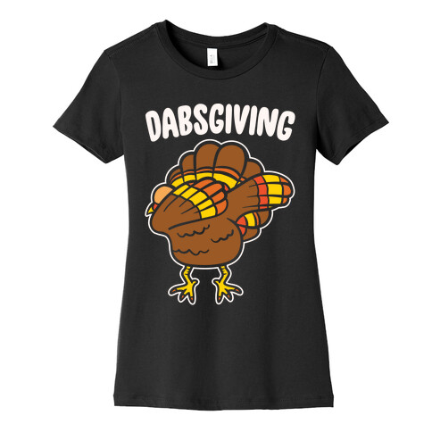 Dabsgiving Parody White Print Womens T-Shirt