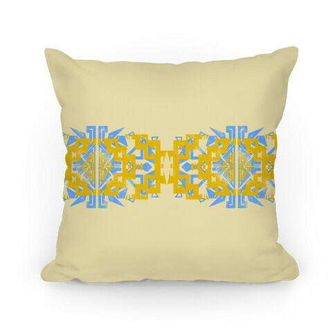 Blue and Yellow Aztec Pattern Pillow