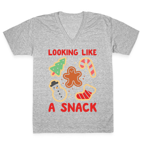 Looking Like A Snack Christmas Cookies V-Neck Tee Shirt