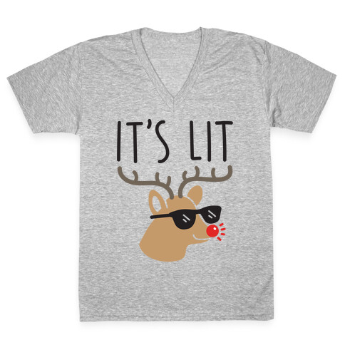 It's Lit Rudolph V-Neck Tee Shirt