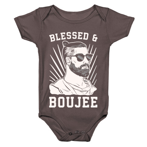 Blessed and Boujee White Print Baby One-Piece