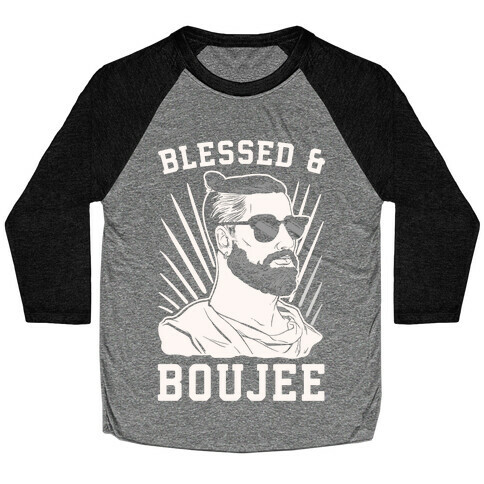 Blessed and Boujee White Print Baseball Tee