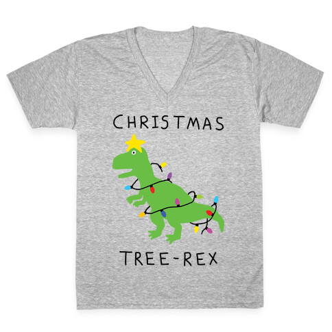 Christmas Tree Rex V-Neck Tee Shirt