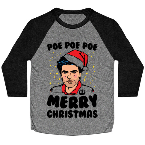 Poe Poe Poe Merry Christmas Parody Baseball Tee