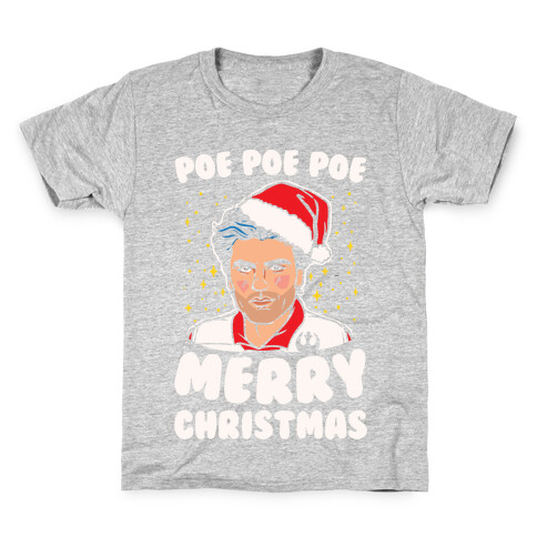 Poe Poe Poe Merry Christmas Parody White Print Kids T-Shirt