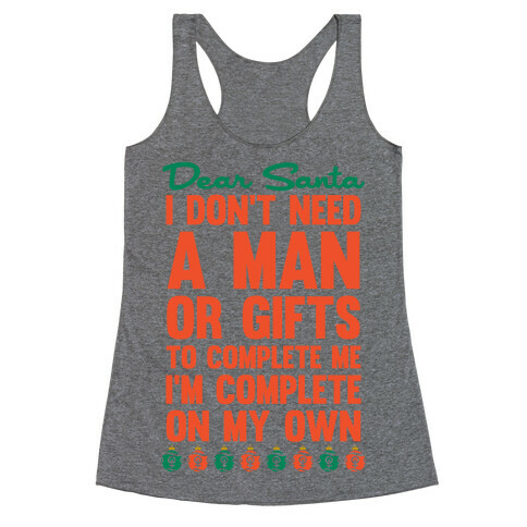 Dear Santa (Feminist Christmas) Racerback Tank Top