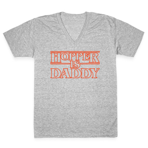 Hopper Is Daddy Parody White Print V-Neck Tee Shirt