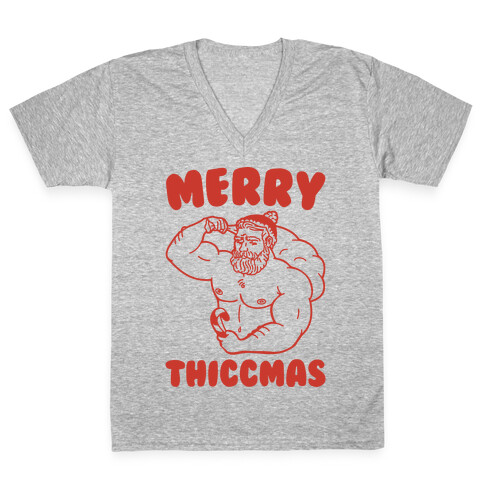 Merry Thiccmas Parody V-Neck Tee Shirt
