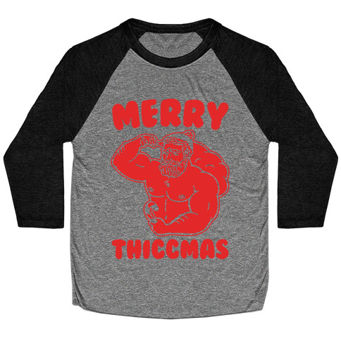 Merry Thiccmas Parody White PRint Baseball Tee