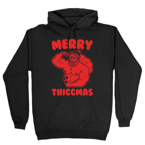 Merry Thiccmas Parody White PRint Hooded Sweatshirt