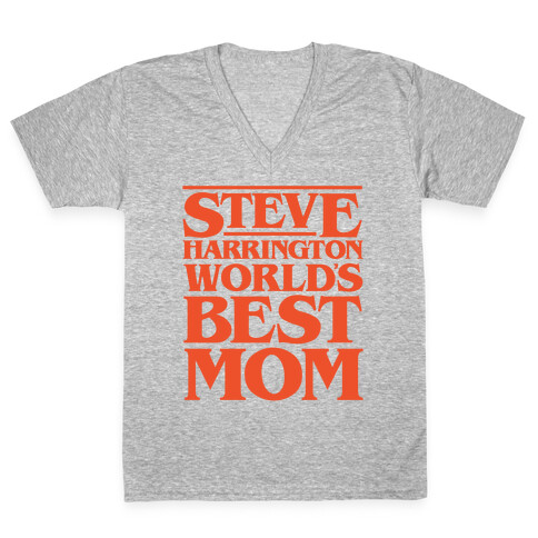 Steve Harrington World's Best Mom Parody White Print V-Neck Tee Shirt