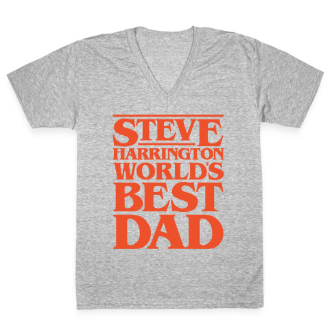 Steve Harrington World's Best Dad Parody White Print V-Neck Tee Shirt