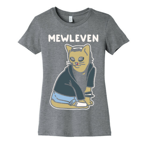 Mewleven Parody White Print Womens T-Shirt