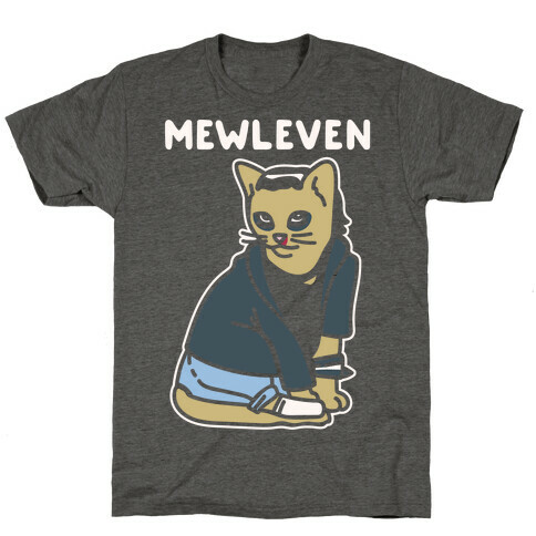 Mewleven Parody White Print T-Shirt