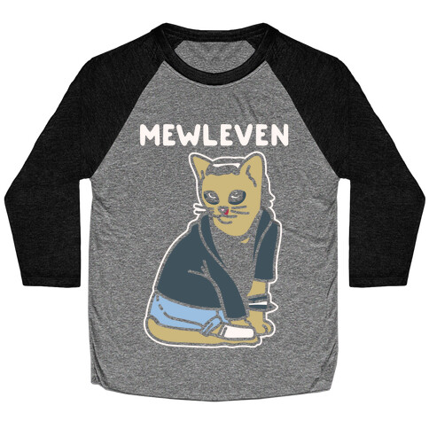 Mewleven Parody White Print Baseball Tee